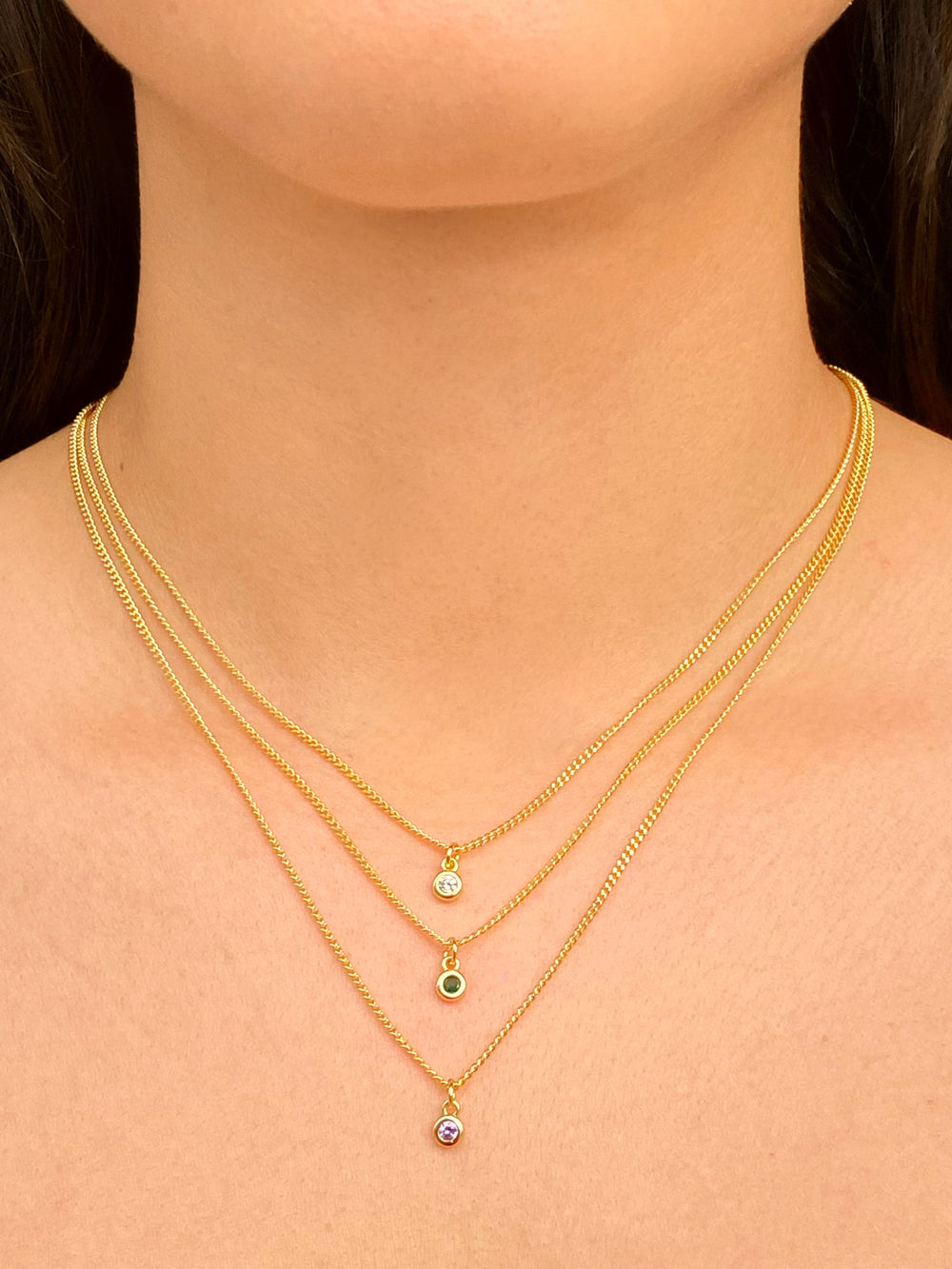 Personaliza Tu Collar Dije Birthstone Redondo