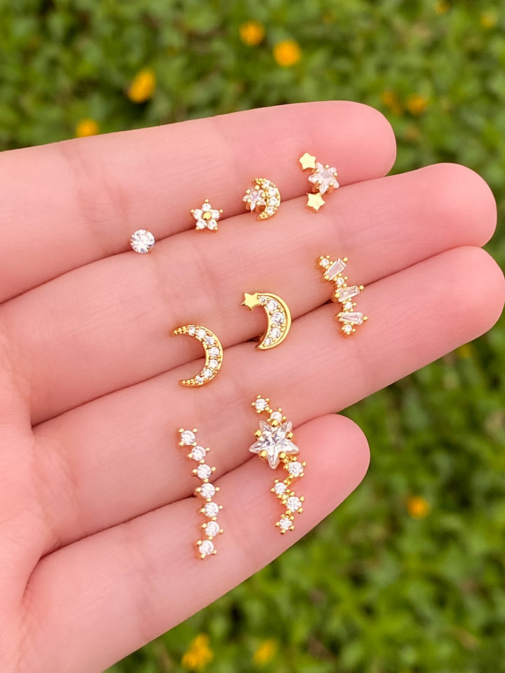 Acero Inoxidable Dorado Con Zirconias Primera Perforación