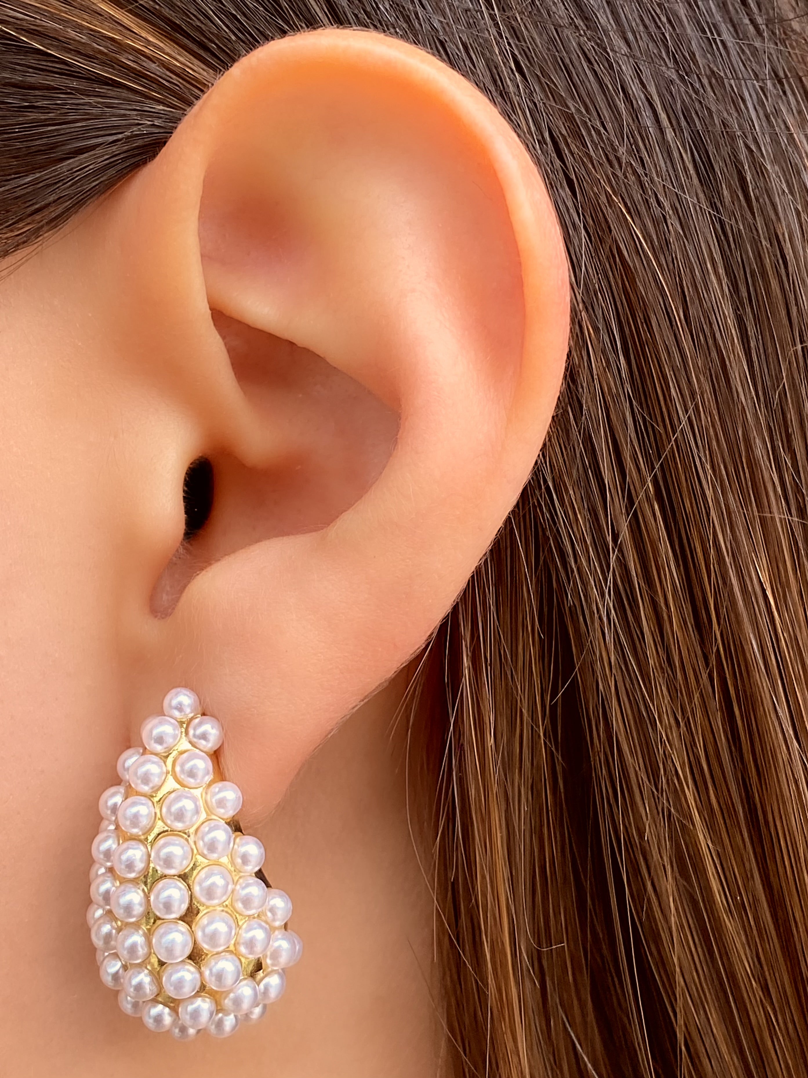 Par Arete Gota Con Perlitas