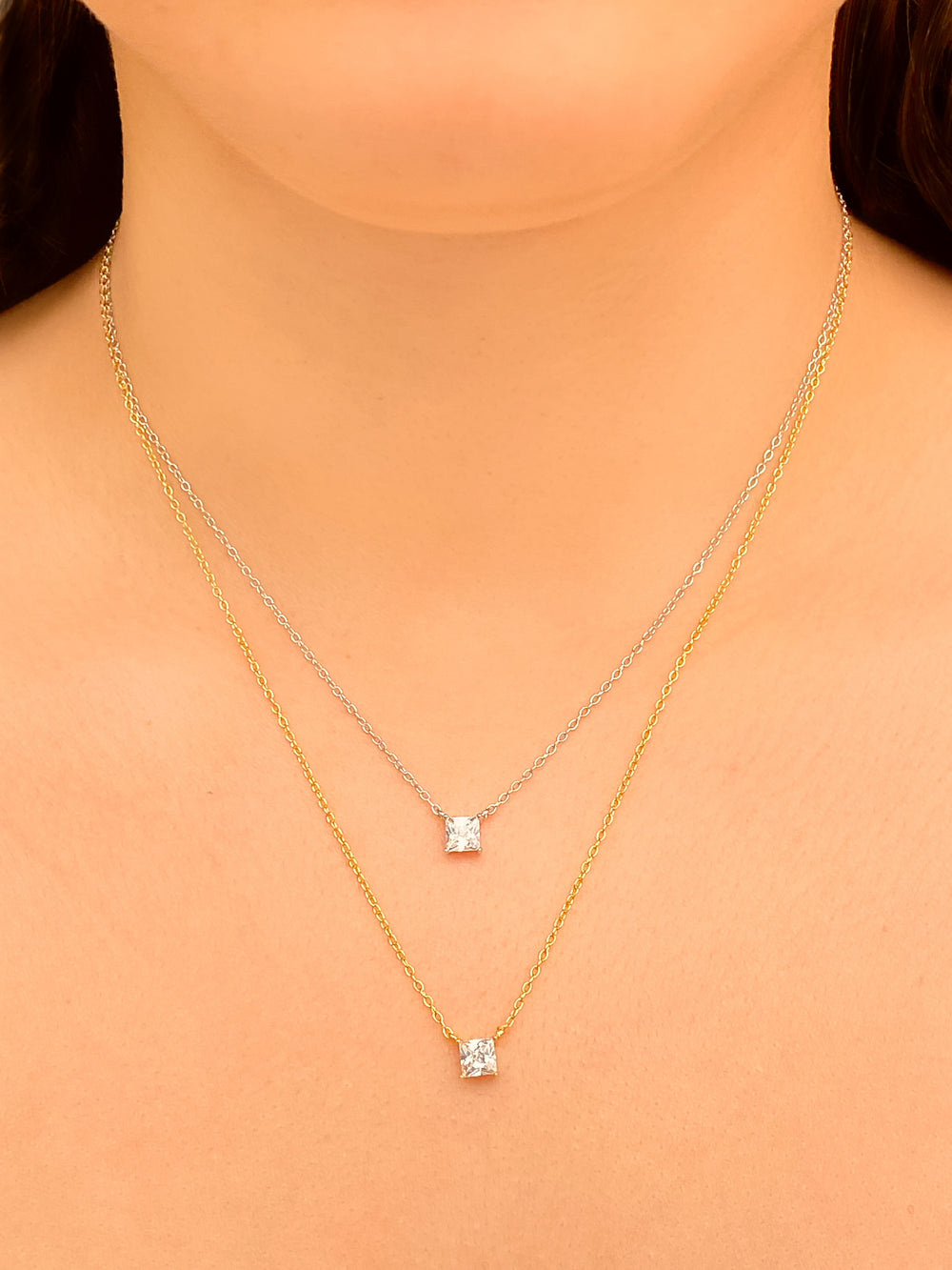 Collar Con Zirconia Cuadrada 5 mm