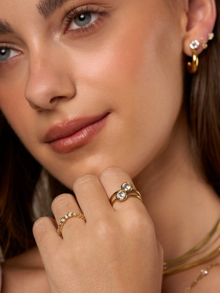 Anillo Ondulado Zirconias
