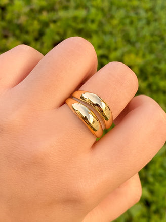 Anillo Doble Linea Chunky Abierto