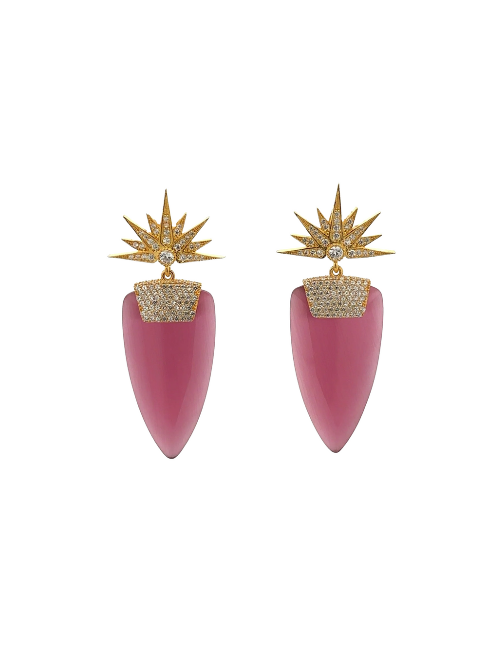 Par Aretes Ojo de Gato Rosa
