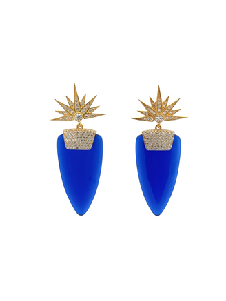 Par Aretes Ojo de Gato Azul