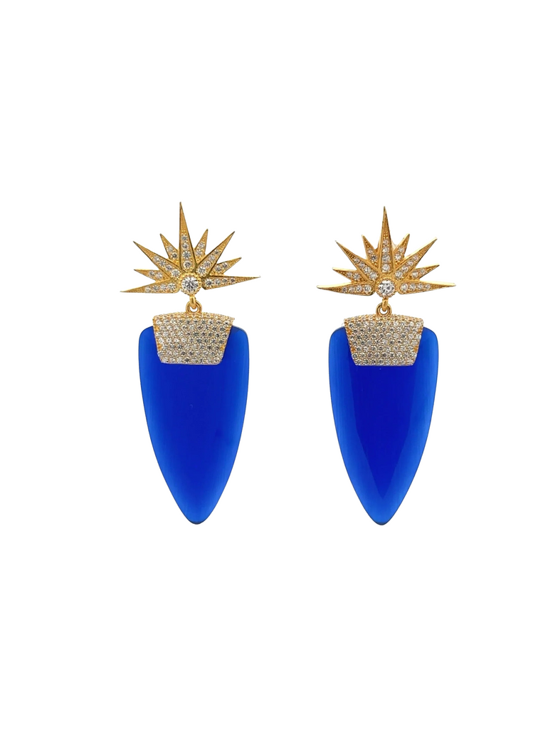 Par Aretes Ojo de Gato Azul