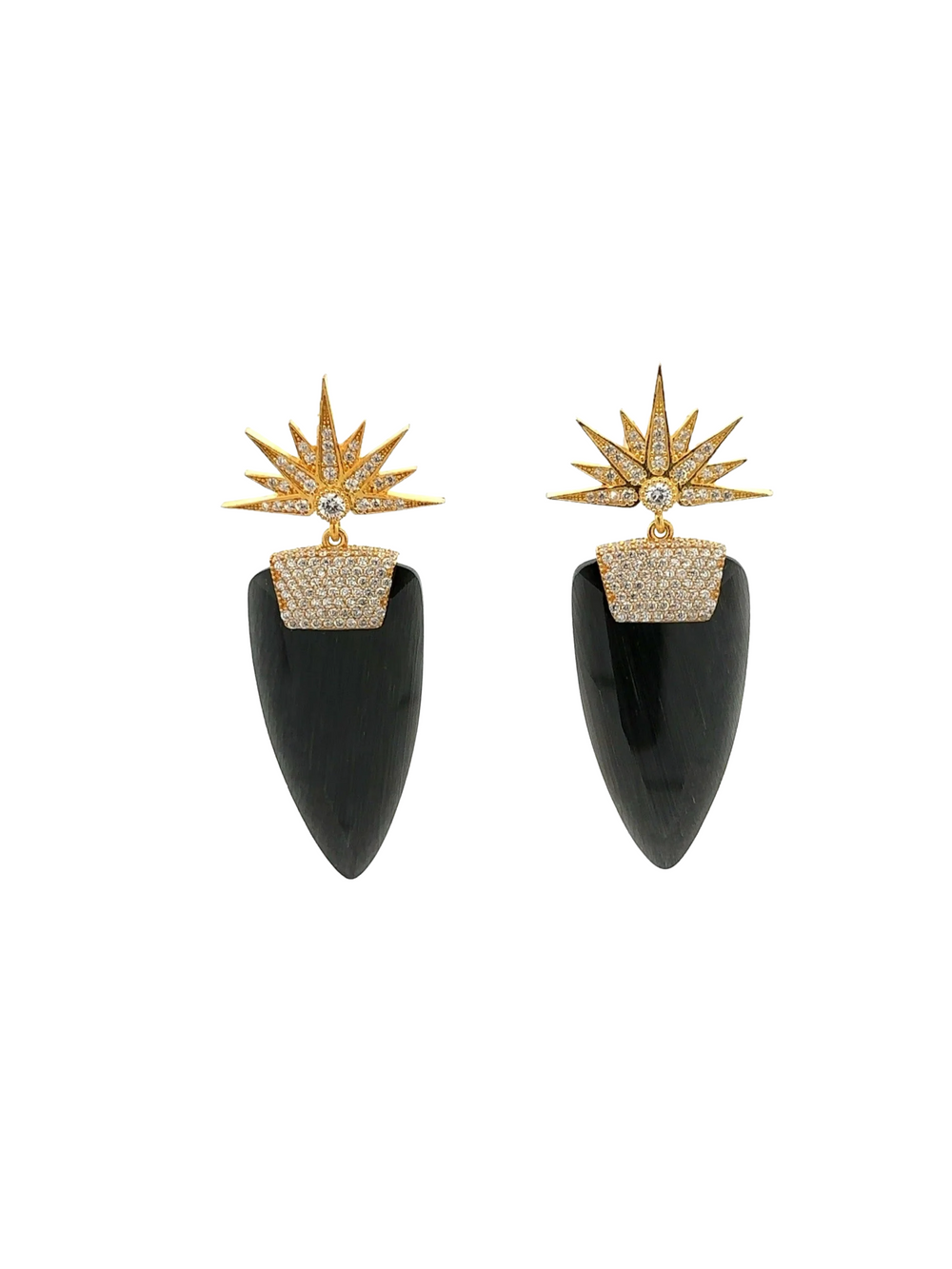 Par Aretes Ojo de Gato Negro