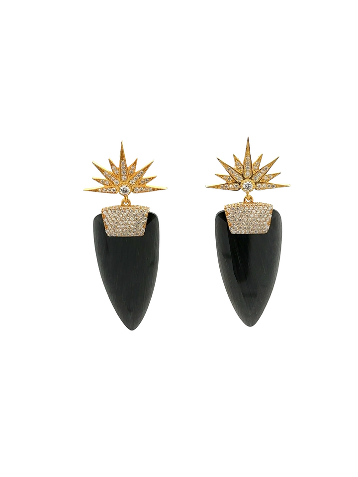Par Aretes Ojo de Gato Negro