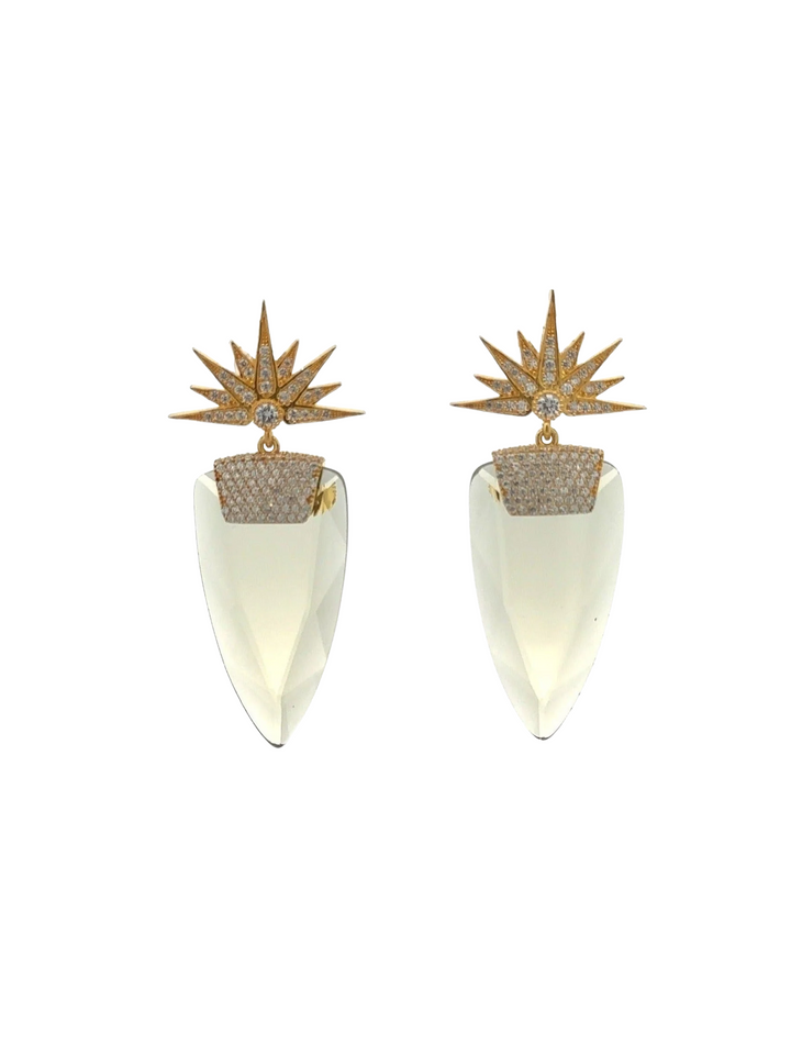 Par Aretes Ojo de Gato Verde Olivo