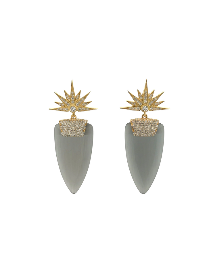 Par Aretes Ojo de Gato Gris