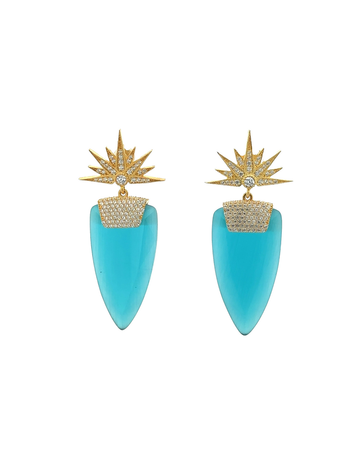 Par Aretes Ojo de Gato Celeste