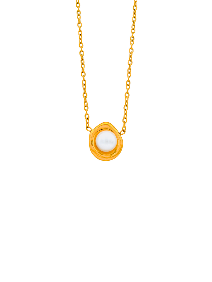 Collar Con Dije Irregular Con Perla