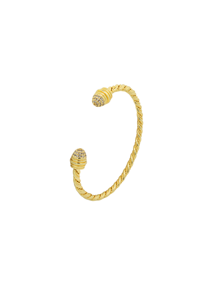 Brazalete Torcido Trenzado Abierto Con Zirconias