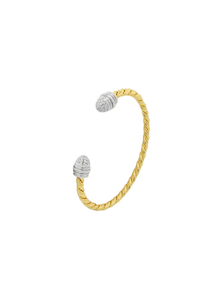 Brazalete Torcido Trenzado Abierto Con Zirconias