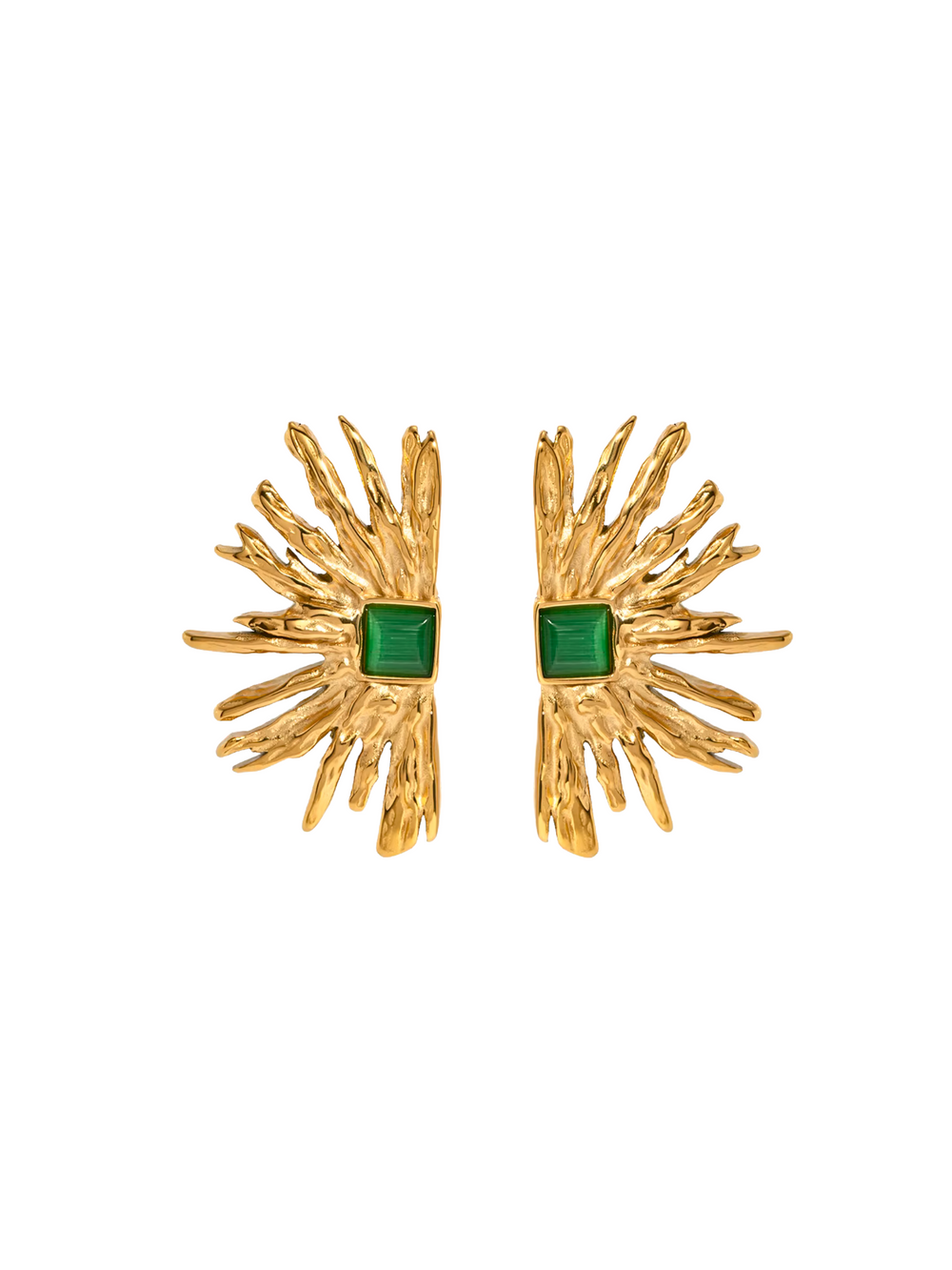 Par Arete Medio Sol Con Piedra Verde