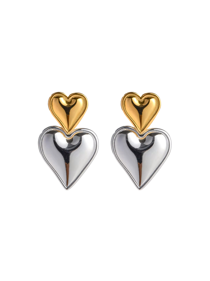 Par Arete Doble Corazon