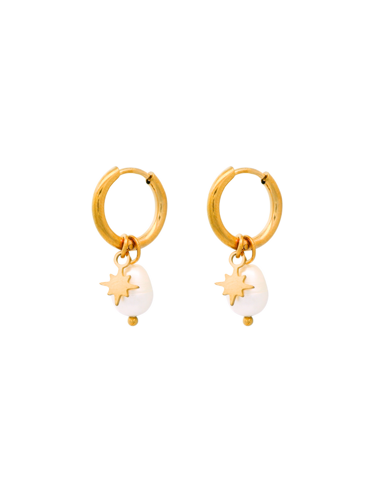 Par Arracada Con Dije Perla y Estrella