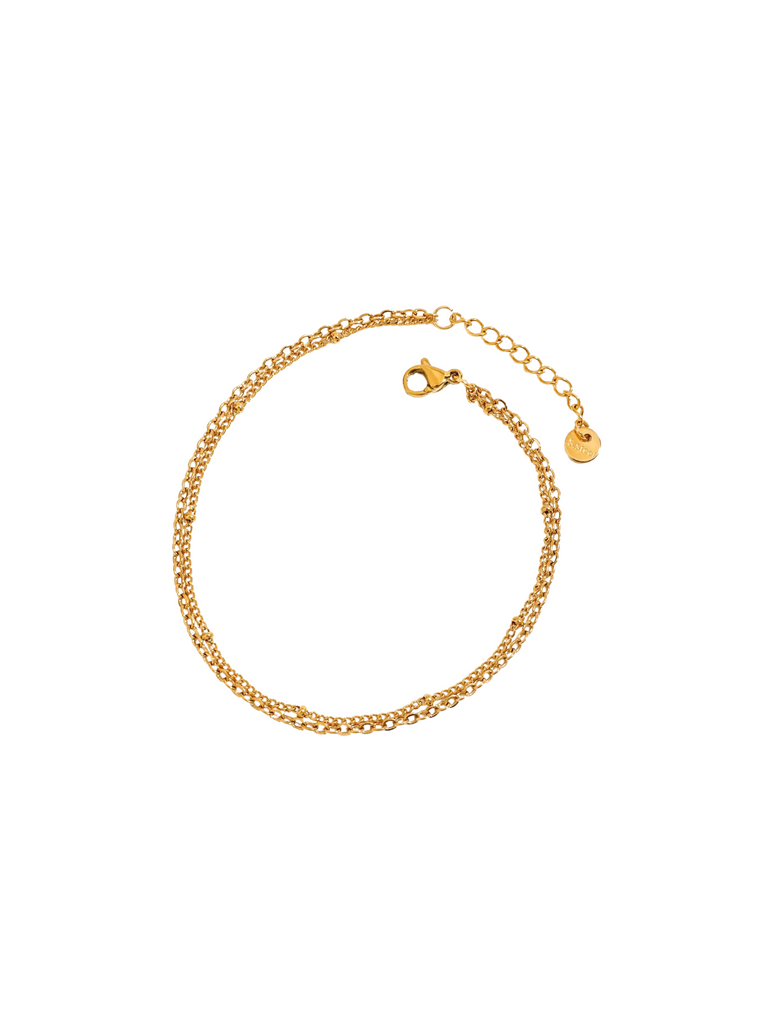 Tobillera Doble Con Bolitas