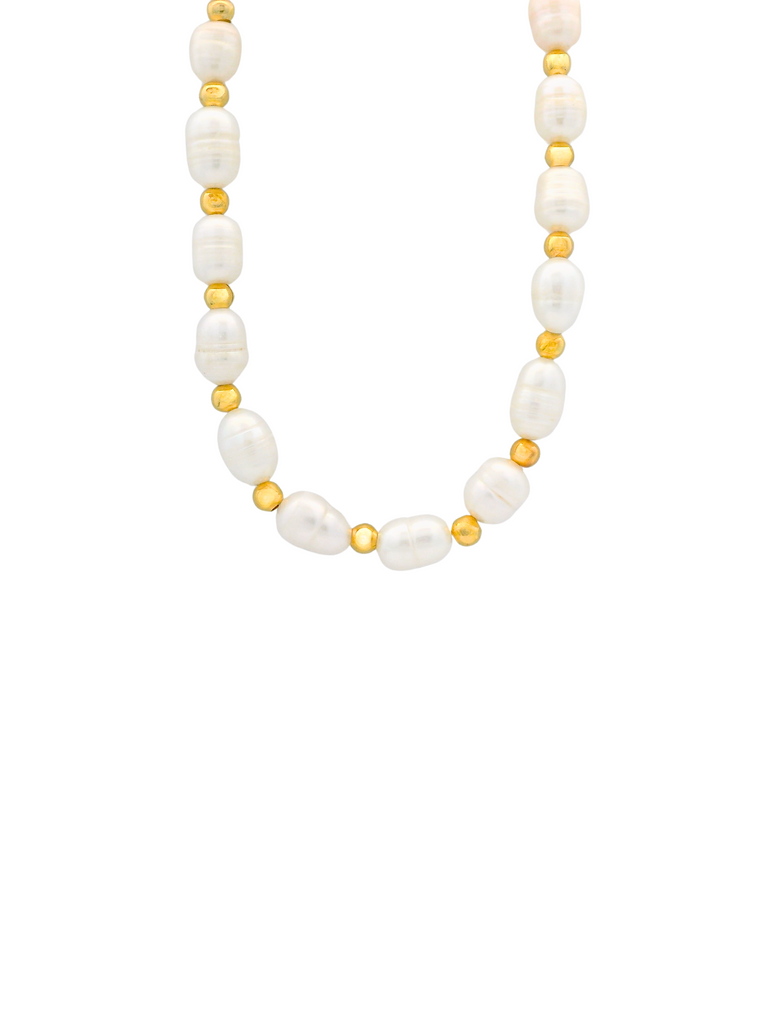 Collar Con Perlas y Bolitas Intercaladas