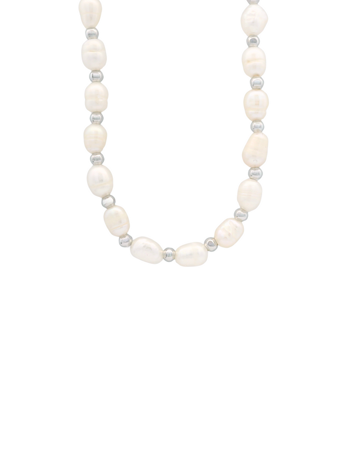 Collar Con Perlas y Bolitas Intercaladas