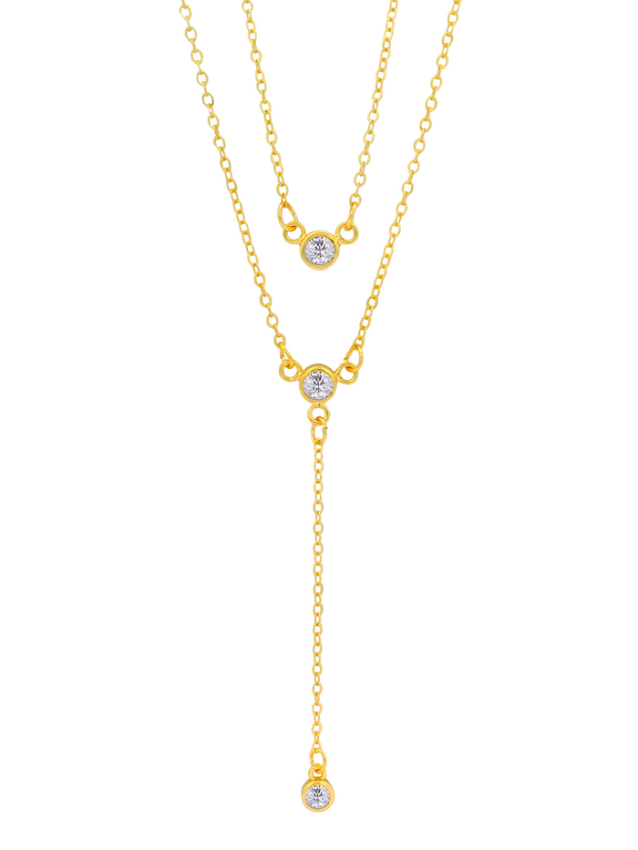 Collar Corbatin Con Tres Zirconias