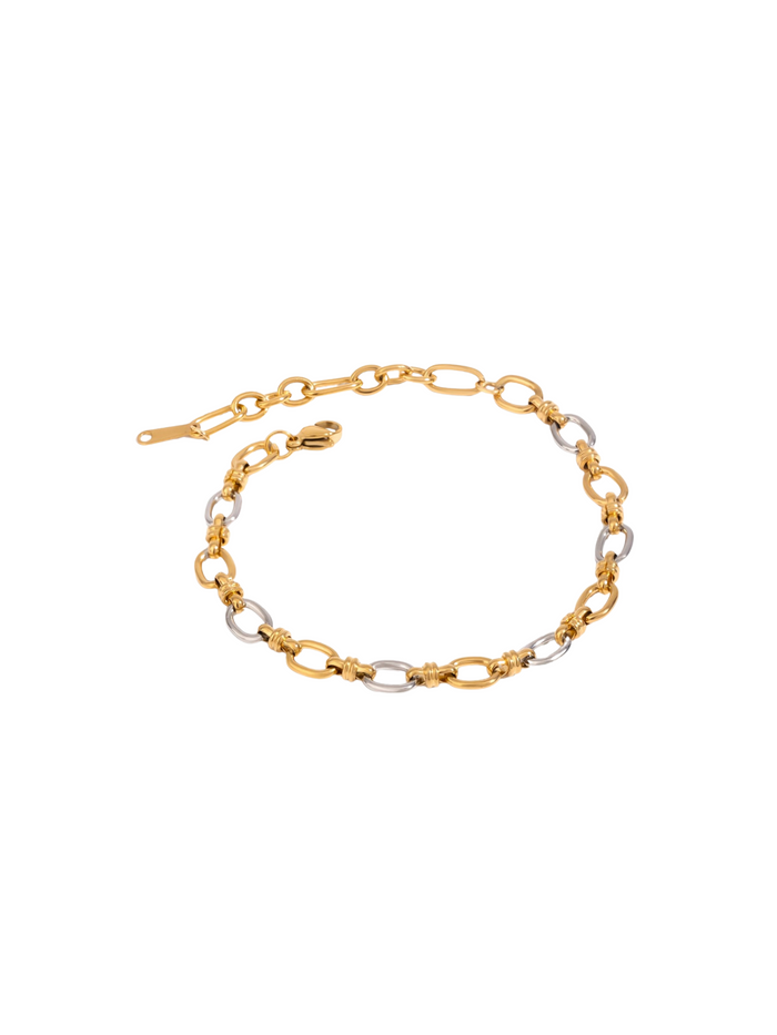 Pulsera Eslabones Combinados Ovalados