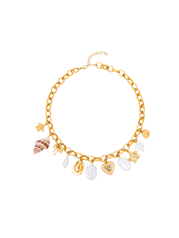 Collar Eslabones Ovalados Con Dijes De Mar
