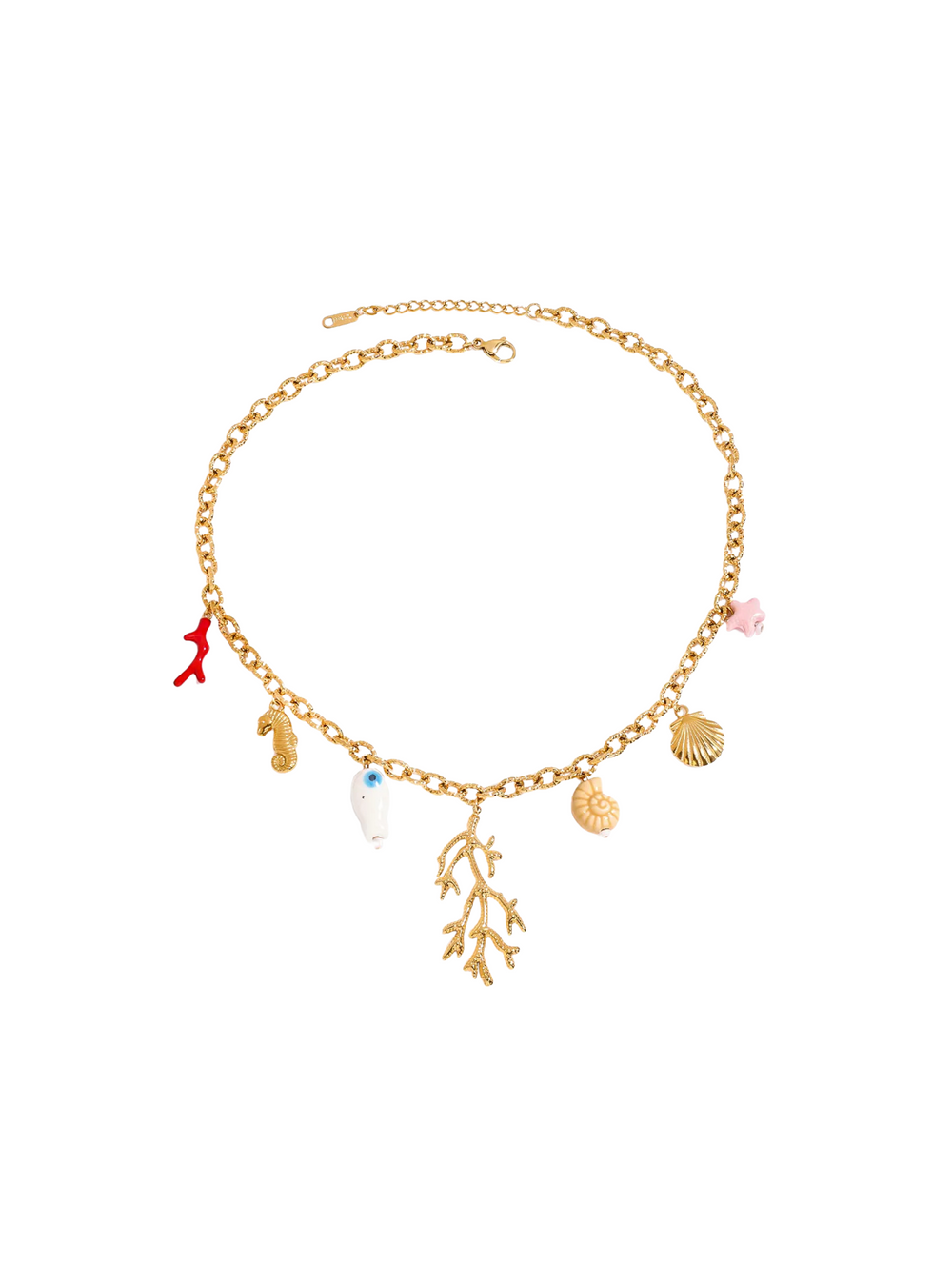 Collar Dijes Con Coral, Concha y Estrella