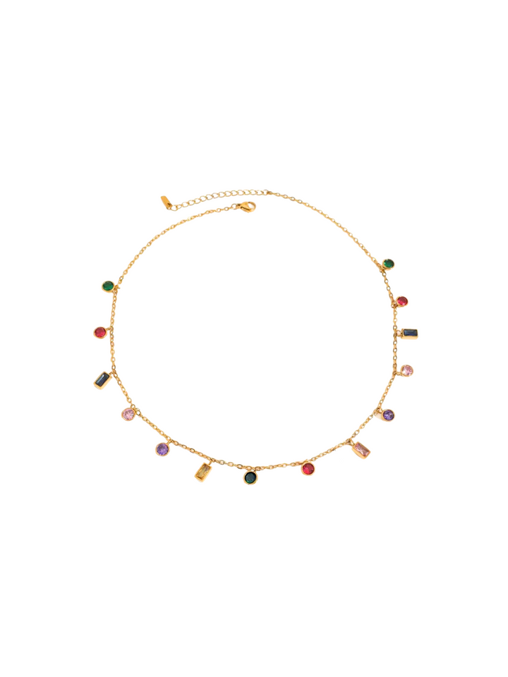 Collar Con Dijes Piedras De Colores