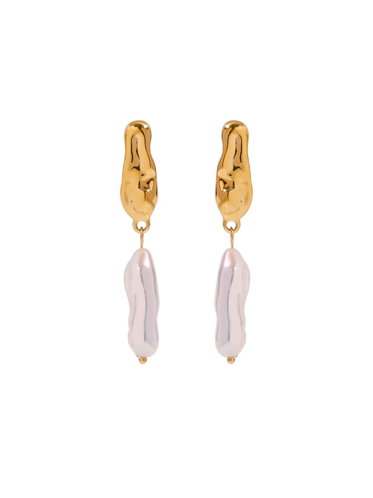 Par Arete Irregular Con Perla