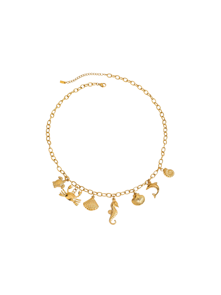 Collar Eslabones Con Dijes De Mar