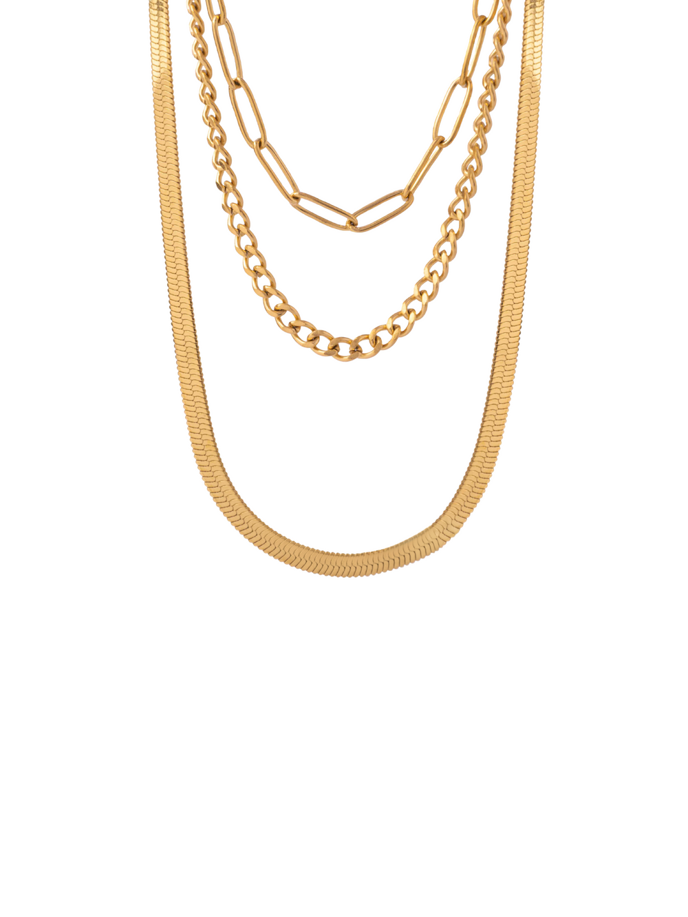 Collar Triple Capa Planchado y Eslabones