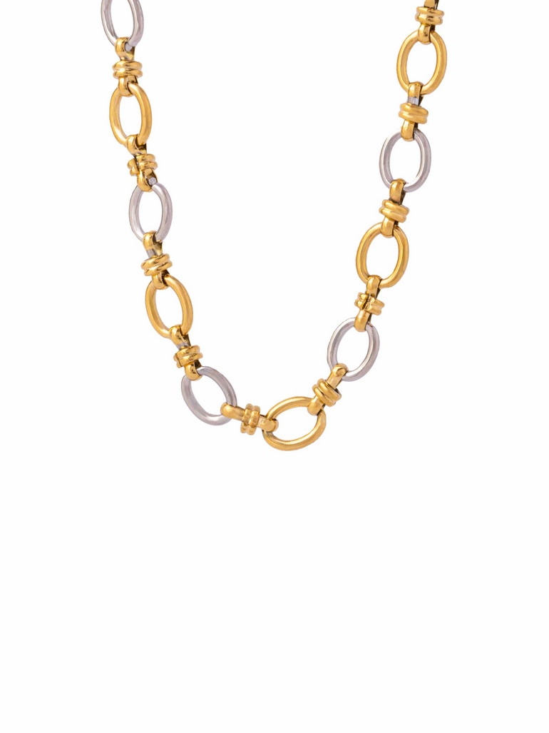 Collar Eslabones Ovalados Combinado