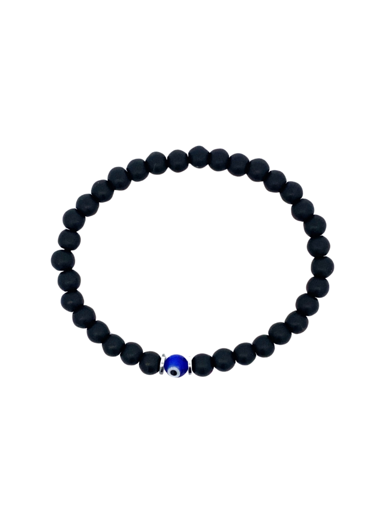 Pulsera Bolitas Negras con Ojo
