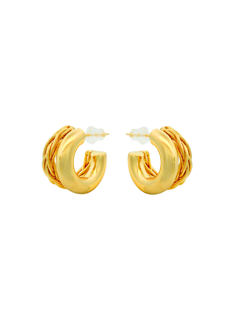 Par Arracada Doble Trenzada