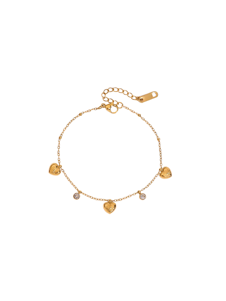 Pulsera Tres Corazones Con Zirconias
