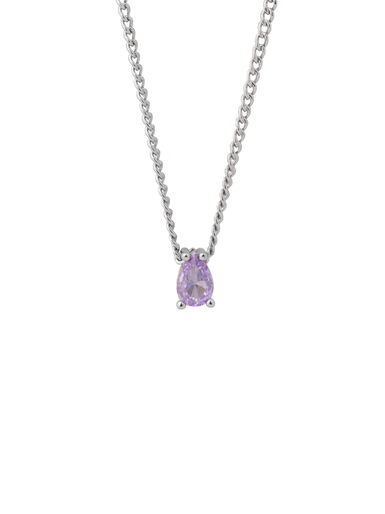 Collar Birthstone Gota Plateado