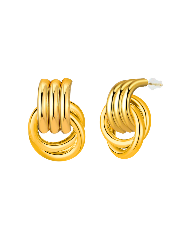 Par Arete Triple Linea Con Doble Circulo