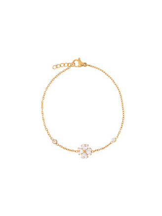 Pulsera Flor Cuatro Petalos Zirconias