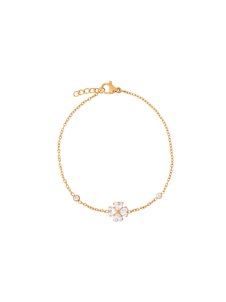 Pulsera Flor Cuatro Petalos Zirconias