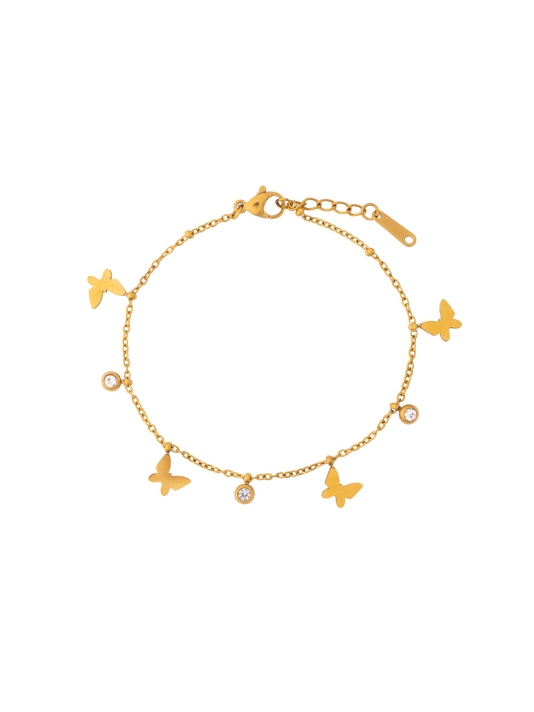 Pulsera Con Dijes Mariposas Y Zirconias