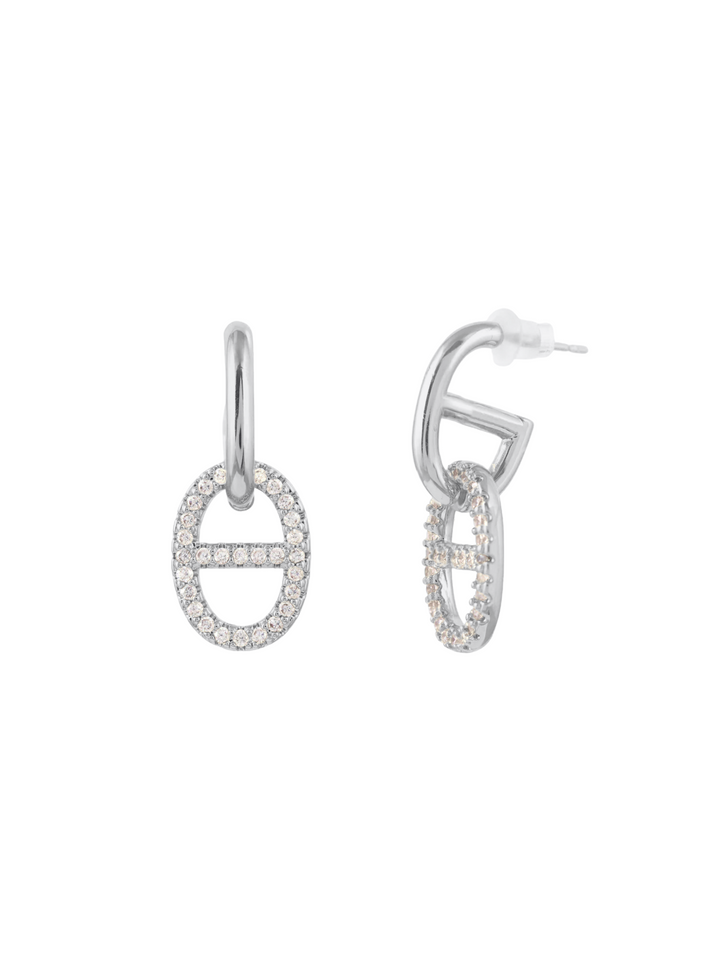Par Arete Con Dije Eslabon Zirconias