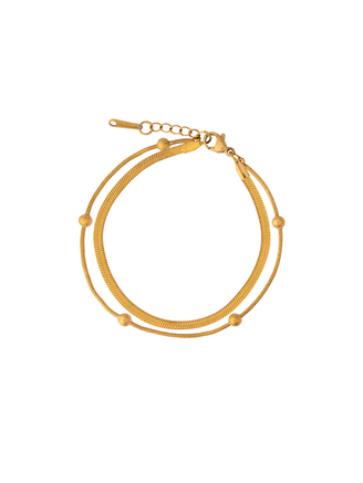 Pulsera Doble Planchada y Bolitas