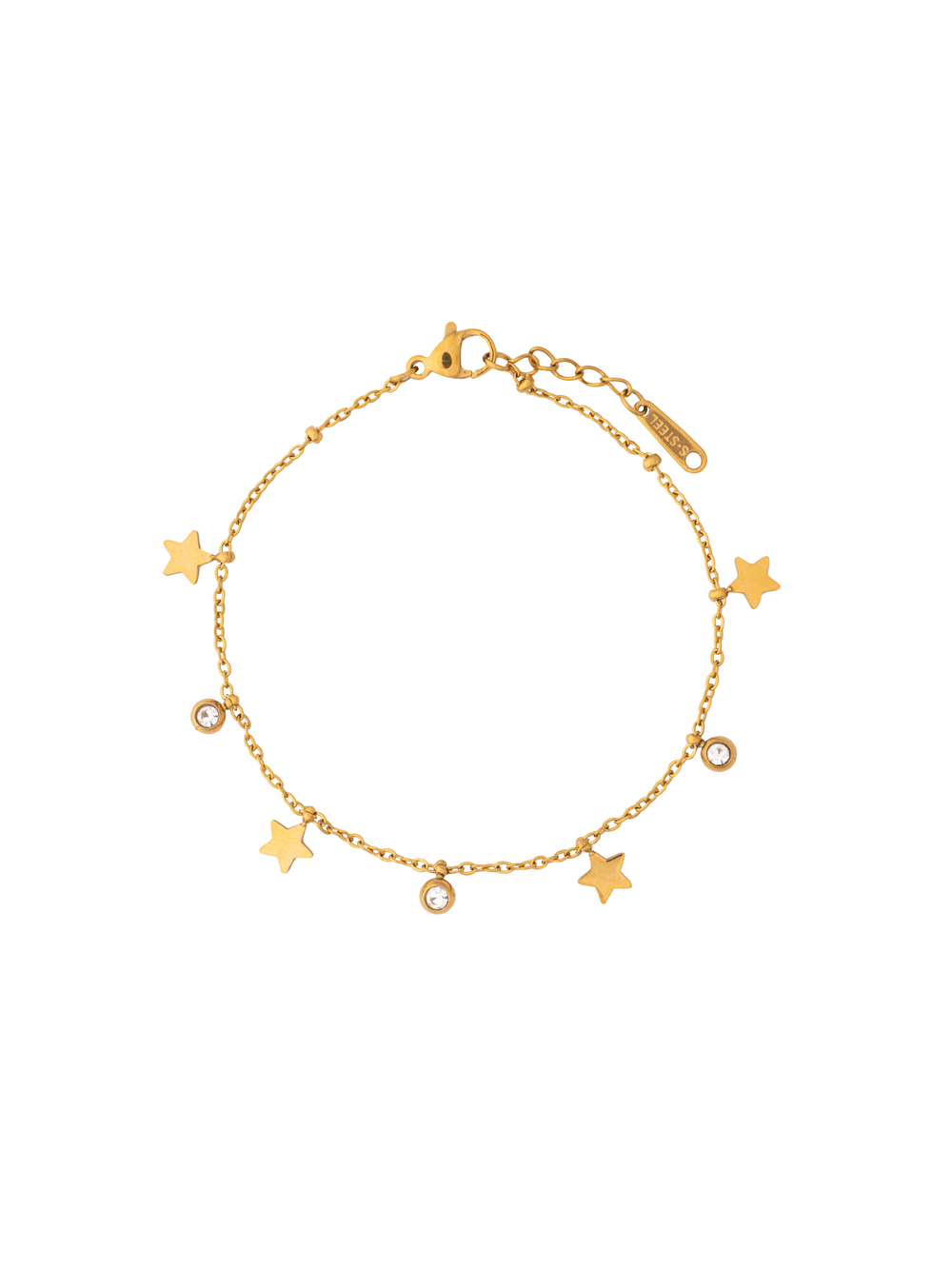 Pulsera Con Dijes Estrellas Y Zirconias