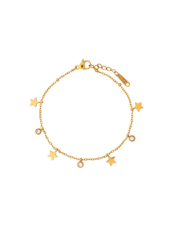Pulsera Con Dijes Estrellas Y Zirconias
