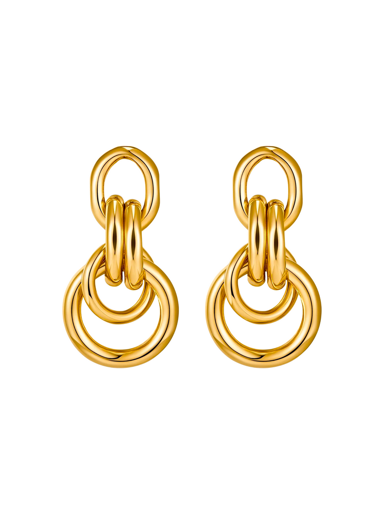 Par Arete Con Dijes Circulos Enlazados