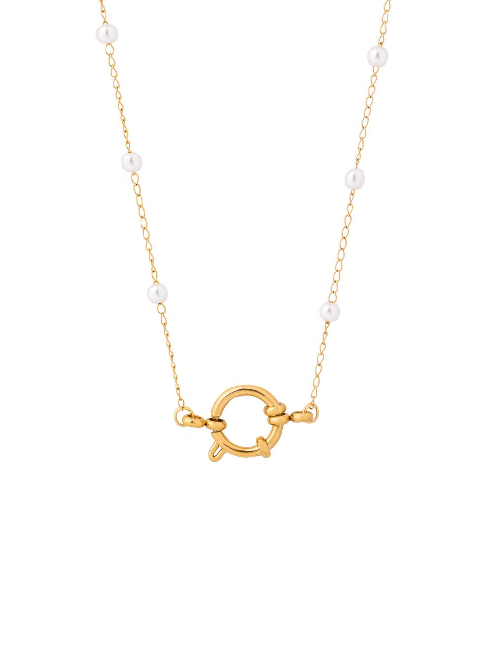 Collar Perlas Broche Timon Con Dijes Marinos
