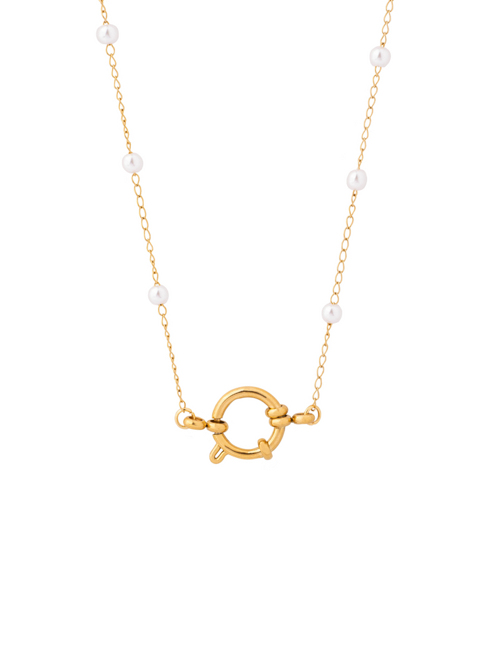 Collar Perlas Broche Timon Con Dijes Marinos