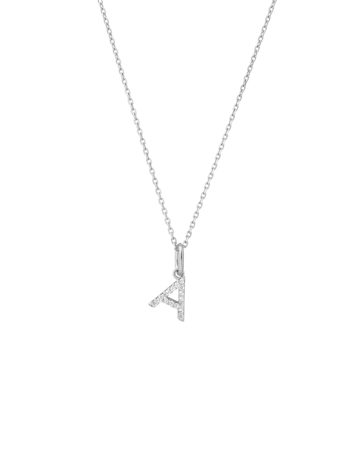 Collar Plateado Inicial Con Zirconias