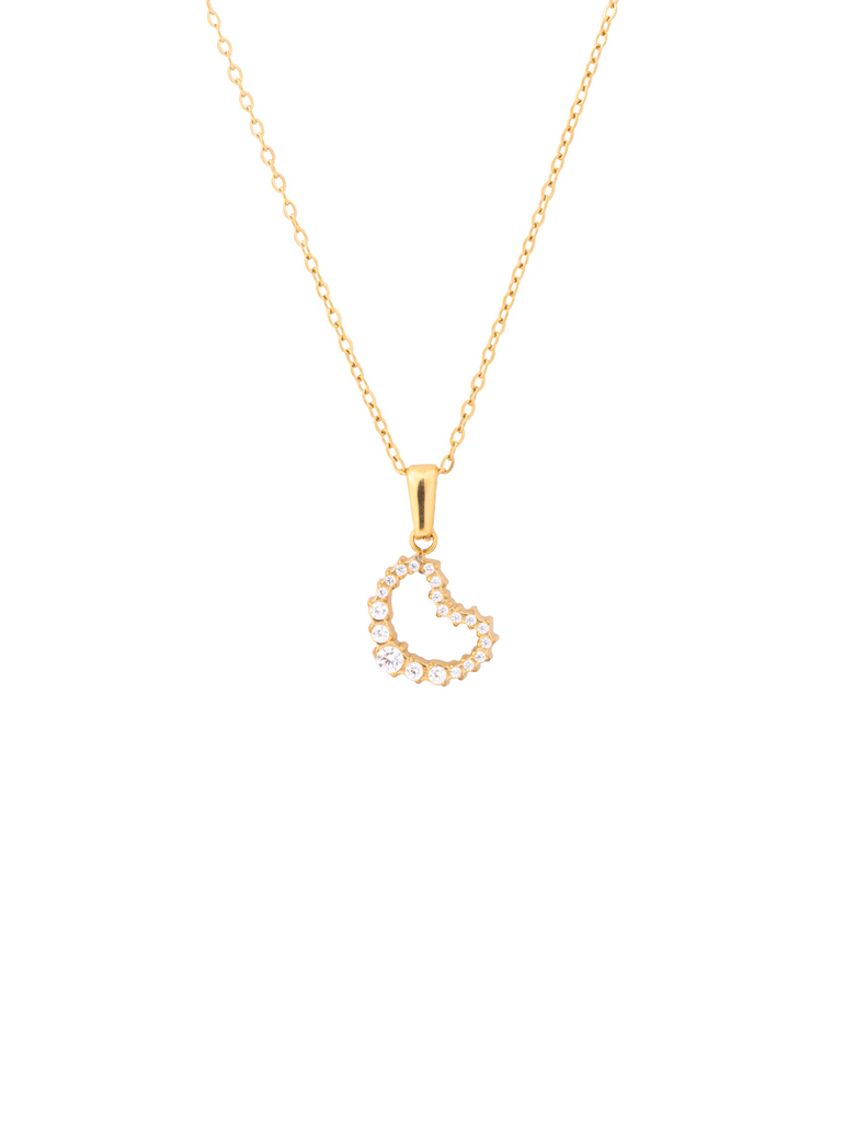 Collar Con Dije Contorno Corazon Zirconias