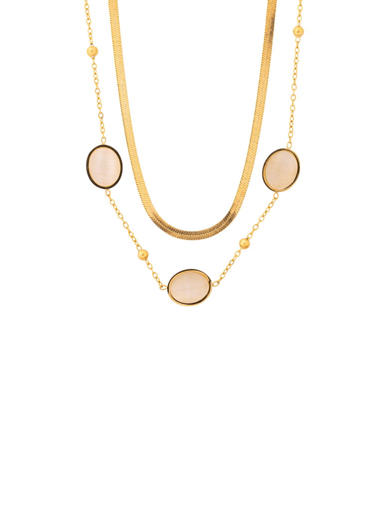 Collar Doble Planchado Con Ovalos